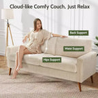 Dyonery Canapé deux places 68, Canapé moderne du milieu du siècle avec coussin à ressorts, cadre en bois massif, assemblage sans outils