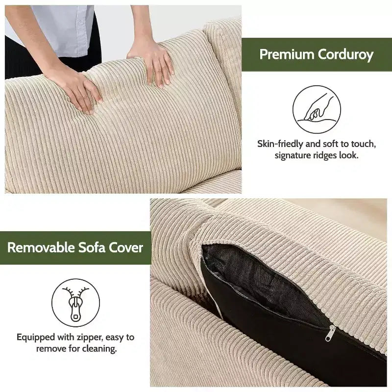 Dyonery Canapé deux places 68, Canapé moderne du milieu du siècle avec coussin à ressorts, cadre en bois massif, assemblage sans outils