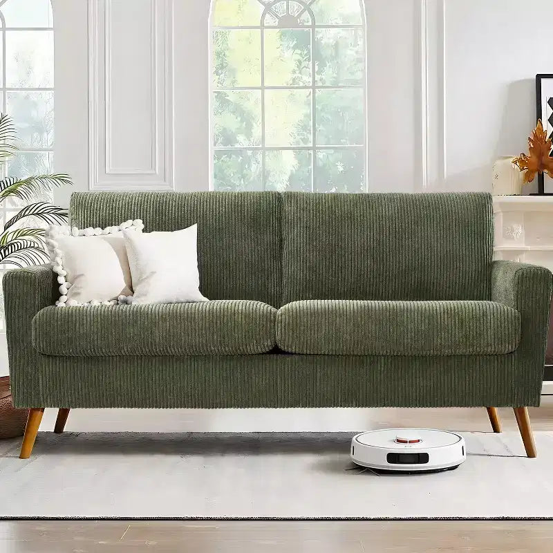 Dyonery Canapé deux places 68, Canapé moderne du milieu du siècle avec coussin à ressorts, cadre en bois massif, assemblage sans outils