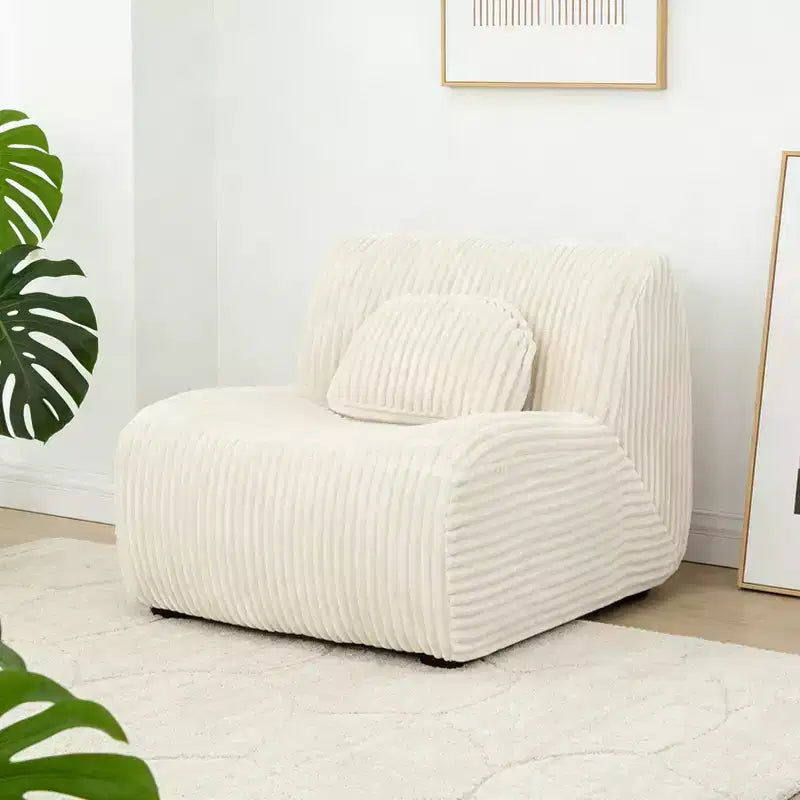 Canapé Lounge AEELLEEA Beige 102x91x75cm, Doux et Confortable en Peluche, Chaise Longue en Éponge pour Salon ou Chambre à Coucher