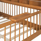 Lit de style maison Luxystar pleine grandeur avec 2 tiroirs, étagères de rangement éclairées, station de recharge, toit et barrières de sécurité