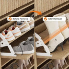 Meuble à chaussures avec 2 tiroirs basculants et 1 tiroir supérieur, organisateur de rangement étroit moderne avec étagères réglables et amovibles