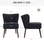 Ensemble de 2 fauteuils d'appoint modernes en velours, chaise de salon rembourrée douce avec pieds en bois, fauteuil de salon confortable sans accoudoirs pour salon/maquillage