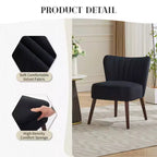 Ensemble de 2 fauteuils d'appoint modernes en velours, chaise de salon rembourrée douce avec pieds en bois, fauteuil de salon confortable sans accoudoirs pour salon/maquillage