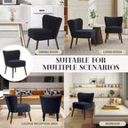 Ensemble de 2 fauteuils d'appoint modernes en velours, chaise de salon rembourrée douce avec pieds en bois, fauteuil de salon confortable sans accoudoirs pour salon/maquillage