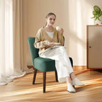 Ensemble de 2 fauteuils d'appoint modernes en velours, chaise de salon rembourrée douce avec pieds en bois, fauteuil de salon confortable sans accoudoirs pour salon/maquillage