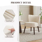 Ensemble de 2 fauteuils d'appoint modernes en velours, chaise de salon rembourrée douce avec pieds en bois, fauteuil de salon confortable sans accoudoirs pour salon/maquillage