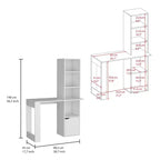 TUYOHW 25 Bureau d'ordinateur, Bureau à domicile avec bibliothèque à 4 niveaux, 1 armoire, grande surface de travail, bureau d'écriture pour chambre, étude, petits espaces