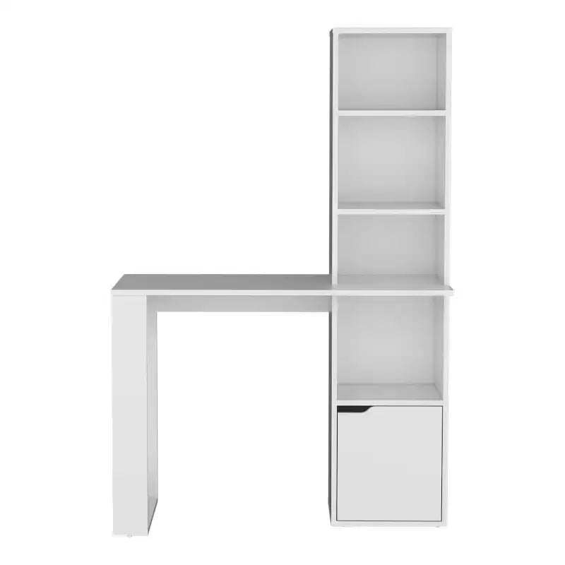 TUYOHW 25 Bureau d'ordinateur, Bureau à domicile avec bibliothèque à 4 niveaux, 1 armoire, grande surface de travail, bureau d'écriture pour chambre, étude, petits espaces