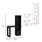TUYOHW 25 Bureau d'ordinateur, Bureau à domicile avec bibliothèque à 4 niveaux, 1 armoire, grande surface de travail, bureau d'écriture pour chambre, étude, petits espaces