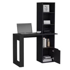 TUYOHW 25 Bureau d'ordinateur, Bureau à domicile avec bibliothèque à 4 niveaux, 1 armoire, grande surface de travail, bureau d'écriture pour chambre, étude, petits espaces
