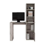 TUYOHW 25 Bureau d'ordinateur, Bureau à domicile avec bibliothèque à 4 niveaux, 1 armoire, grande surface de travail, bureau d'écriture pour chambre, étude, petits espaces