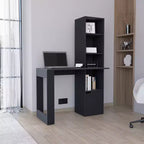 TUYOHW 25 Bureau d'ordinateur, Bureau à domicile avec bibliothèque à 4 niveaux, 1 armoire, grande surface de travail, bureau d'écriture pour chambre, étude, petits espaces