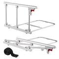 VEVOR Foldable Bed Rail for Elderly, 28 in Bedside Assist Rail with Fixing Strap, Adjustable Height Pipe Bedside Cane, High-Strength Metal, White