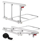 VEVOR Foldable Bed Rail for Elderly, 28 in Bedside Assist Rail with Fixing Strap, Adjustable Height Pipe Bedside Cane, High-Strength Metal, White
