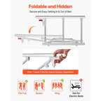 Barrière de lit pliable VEVOR pour personnes âgées, rail d'assistance de chevet de 71 cm avec sangle de fixation, canne de chevet à hauteur réglable, métal haute résistance, blanc