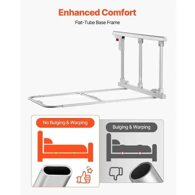 Barrière de lit pliable VEVOR pour personnes âgées, rail d'assistance de chevet de 71 cm avec sangle de fixation, canne de chevet à hauteur réglable, métal haute résistance, blanc