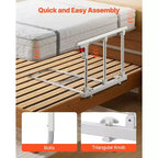Barrière de lit pliable VEVOR pour personnes âgées, rail d'assistance de chevet de 71 cm avec sangle de fixation, canne de chevet à hauteur réglable, métal haute résistance, blanc