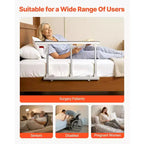 Barrière de lit pliable VEVOR pour personnes âgées, rail d'assistance de chevet de 71 cm avec sangle de fixation, canne de chevet à hauteur réglable, métal haute résistance, blanc