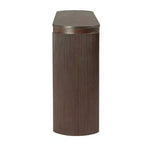 JVNOXK Console d'entrée avec plateau ovale et 2 tiroirs, finition grain de bois naturel cannelé, adaptée au salon, brun expresso