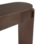 JVNOXK Console d'entrée avec plateau ovale et 2 tiroirs, finition grain de bois naturel cannelé, adaptée au salon, brun expresso