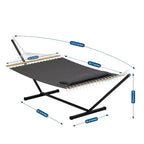 Double hamac avec support pour 2 adultes C Robuste, portable, lit de hamac en tissu matelassé C Autoportant pour terrasse extérieure, jardin, pelouse ou camping