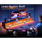 BALHAM TRADE – Bureau de jeu LED de 40 pouces avec prises de courant, petite table d'ordinateur, support de moniteur flottant