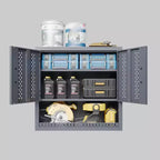 Armoires de garage métalliques avec portes, armoires de rangement murales, armoires à outils flottantes, grises, pour sous-sols, cuisines et entrepôts