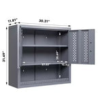 Armoires de garage métalliques avec portes, armoires de rangement murales, armoires à outils flottantes, grises, pour sous-sols, cuisines et entrepôts