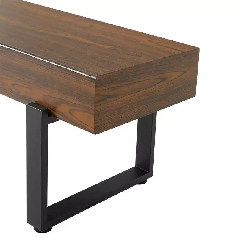 Banc en bois ultra-épais Polibi avec base en métal et pieds antidérapants