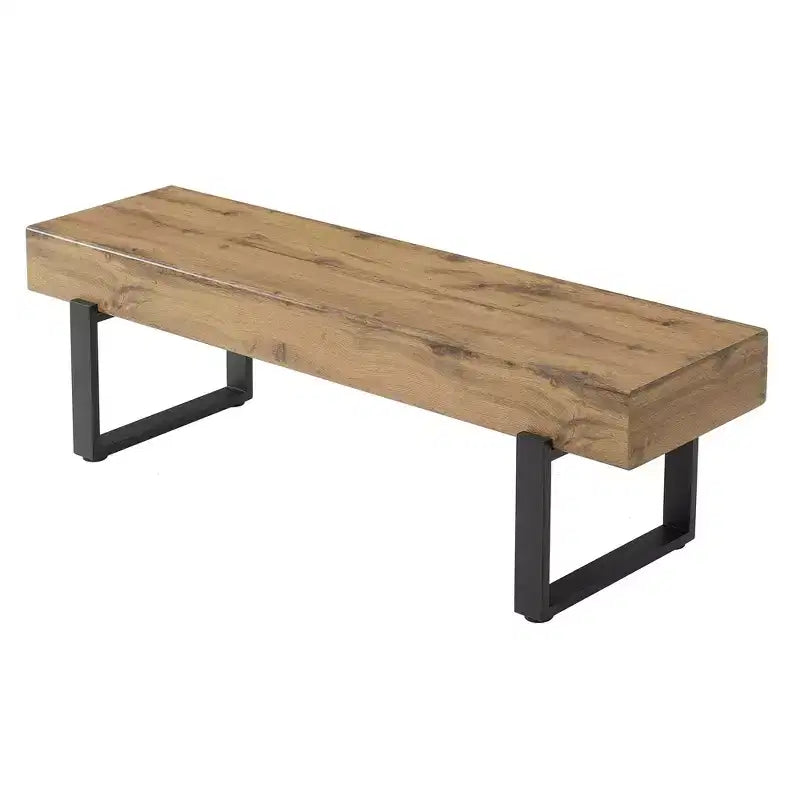 Banc en bois ultra-épais Polibi avec base en métal et pieds antidérapants