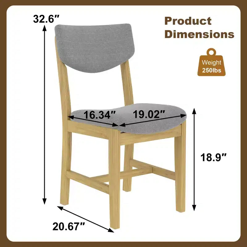 Chaise de salle à manger GDFStudio Dalton en bois 4 pièces avec coussin rembourré gris