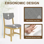 Chaise de salle à manger GDFStudio Dalton en bois 4 pièces avec coussin rembourré gris