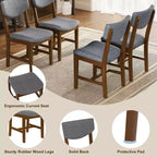 Chaise de salle à manger GDFStudio Dalton en bois 4 pièces avec coussin rembourré gris