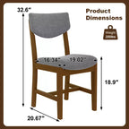 Chaise de salle à manger GDFStudio Dalton en bois 4 pièces avec coussin rembourré gris