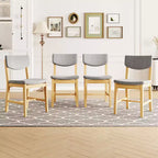 GDFStudio Dalton 4-Piece Wood Dining Chair with Gray Upholstered Cushion