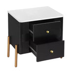 Table de chevet moderne, 2 tiroirs de rangement, pieds encastrés, poignées en métal doré, montage facile, pour salon et chambre