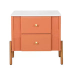 Table de chevet moderne, 2 tiroirs de rangement, pieds encastrés, poignées en métal doré, montage facile, pour salon et chambre