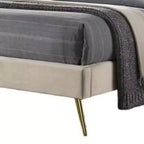 Lit simple Royal Hampton, rembourrage en flanelle beige capitonnée à chevrons