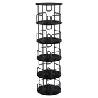 VIYET 62 5-Tier 360 Rotating Bookshelf Tower, Black MDF+Iron Narrow Tall Spinning Bookcase (Space-Saving Storage Organizer)