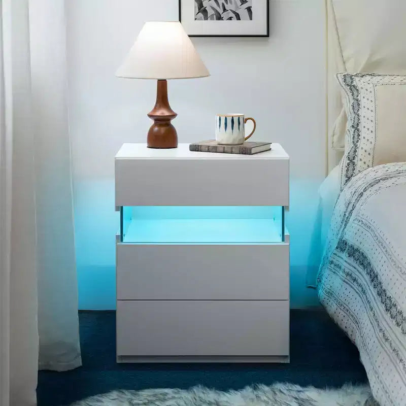 MAYEERTY Nightstand with 3 Drawer Dresser for Bedroom Bedside Table for Living Room White