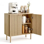 Mid Century Fluted Coffee Bar Cabinet with Adjustable Storage Shelves