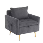 Canapé une place en velours côtelé Furniliving Cozy avec rangement relevable et poche latérale