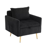 Canapé une place en velours côtelé Furniliving Cozy avec rangement relevable et poche latérale