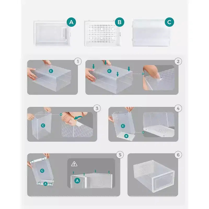 SONGMICS Lot de 18 boîtes à chaussures, organisateurs de rangement pour chaussures, boîtes en plastique transparent empilables