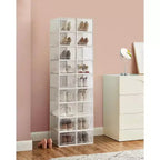 SONGMICS Lot de 18 boîtes à chaussures, organisateurs de rangement pour chaussures, boîtes en plastique transparent empilables