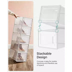 SONGMICS Lot de 18 boîtes à chaussures, organisateurs de rangement pour chaussures, boîtes en plastique transparent empilables