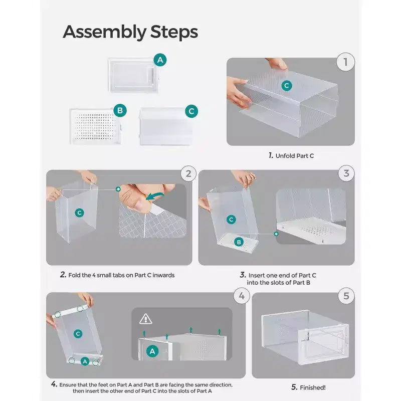 SONGMICS Lot de 18 boîtes à chaussures, organisateurs de rangement pour chaussures, boîtes en plastique transparent empilables