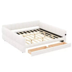 Lit plate-forme capitonné Whisen King Size avec USB et 2 tiroirs