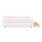 Lit plate-forme capitonné Whisen King Size avec USB et 2 tiroirs